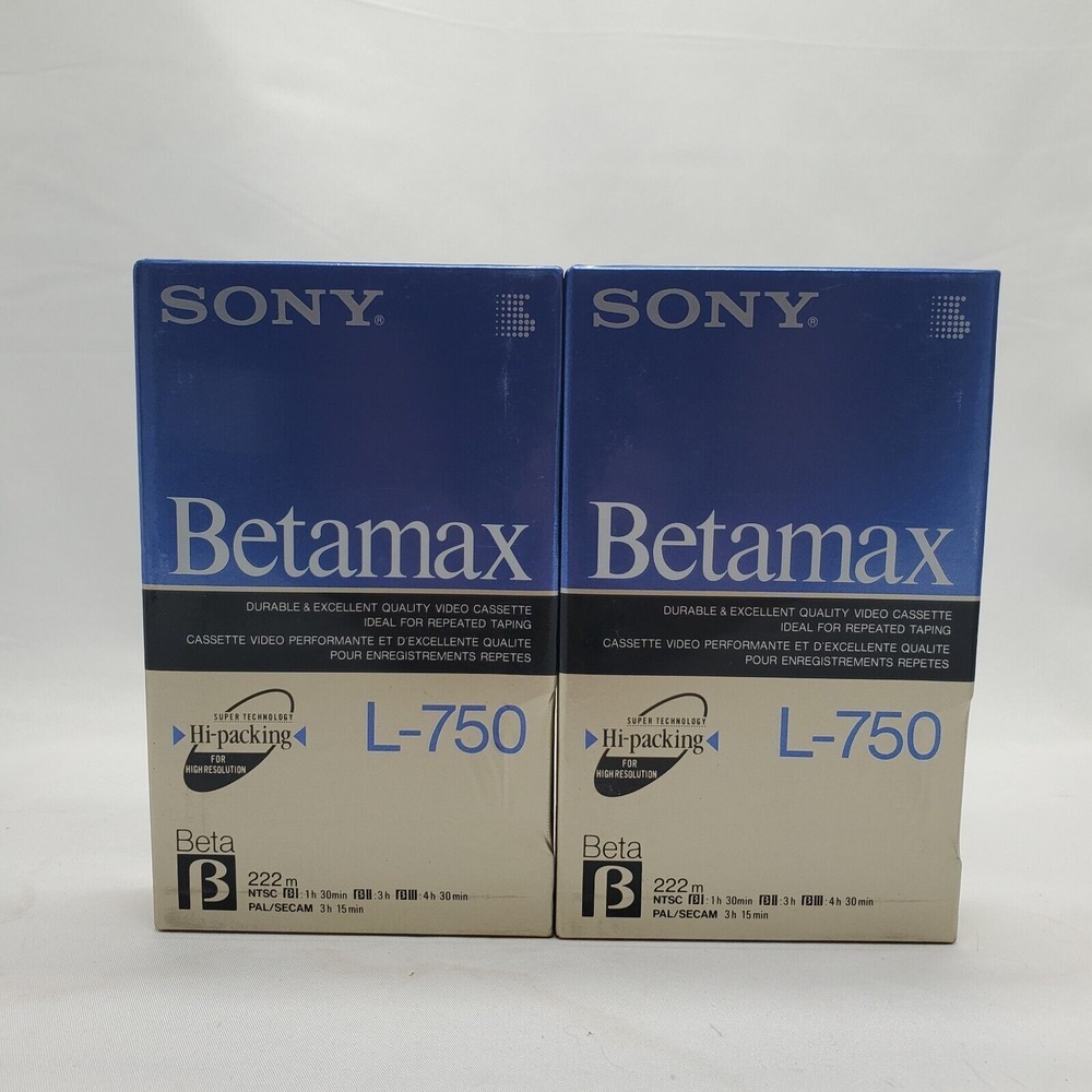 Set of 2‎ New Sealed Sony L-750 Betamax Beta Blank Tapes